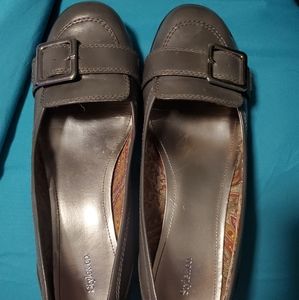Grey patent leather dressy loafers